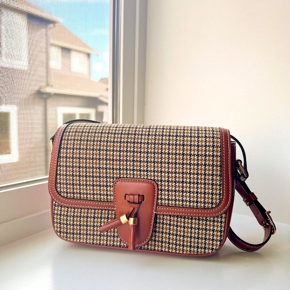 Rare Celine Medium Tassels Bag in Tweed and Calfskin